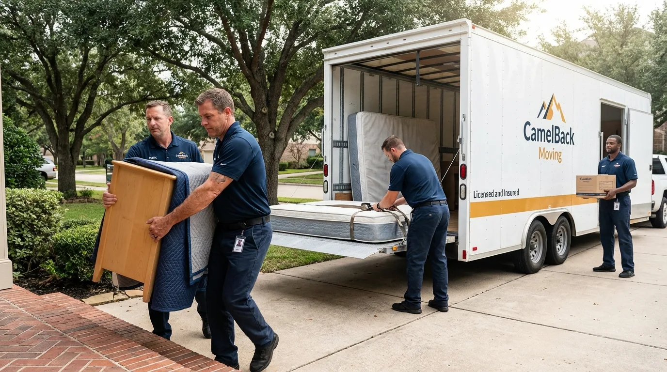 Crew loading residential truck for cross-state move from Paulding, OH