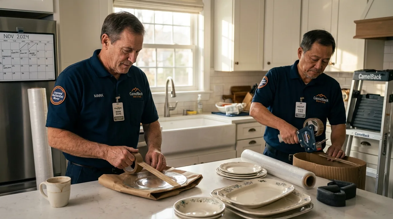 Professional crew packing kitchen dishware in Paulding, OH